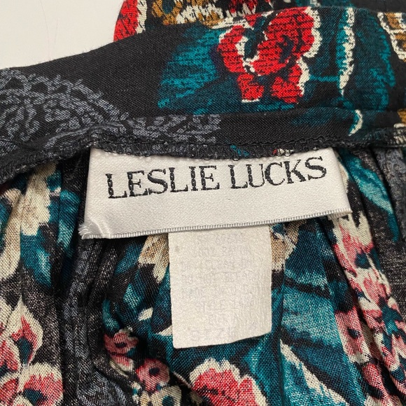 Leslie Lucks vintage floral print gathered maxi skirt, high waist skirt, size 4 - Picture 8 of 12
